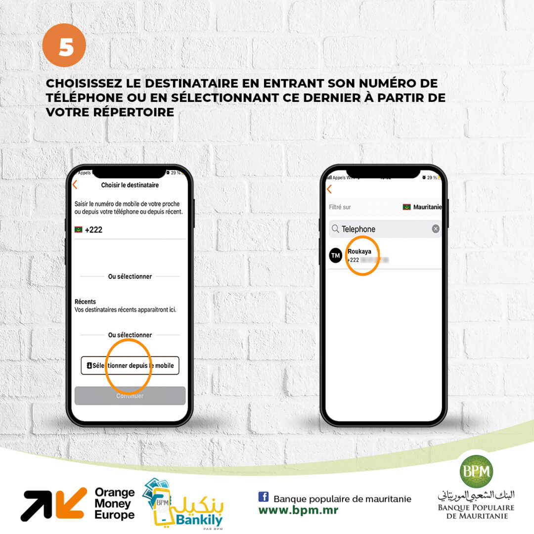 Transfert d’argent sur un compte Bankily 4