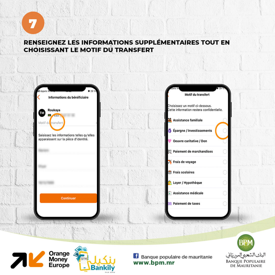Transfert d’argent sur un compte Bankily 6