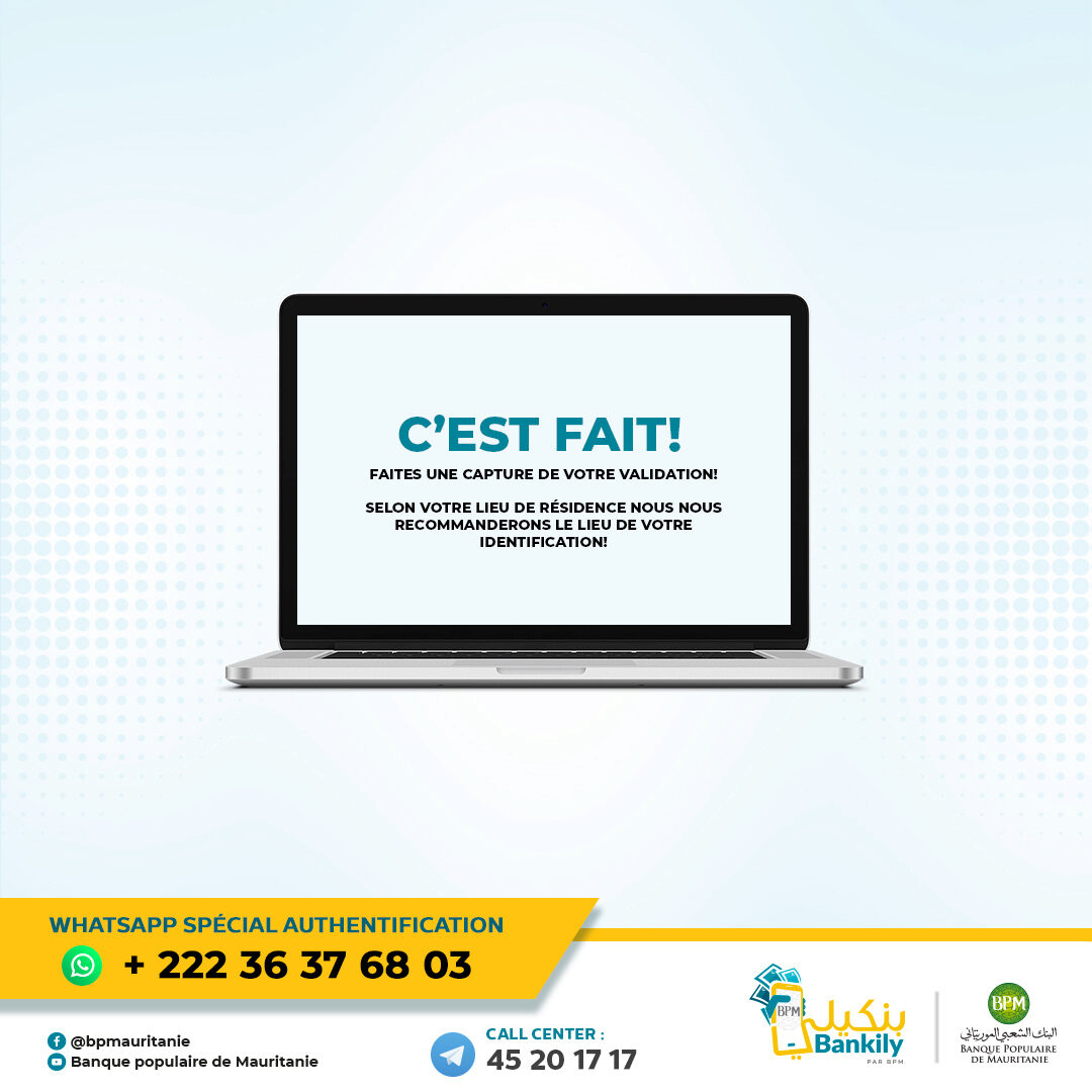 Authentification d’un compte bankily 9